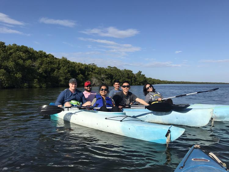 group kayaking near Sanibel island, Florida